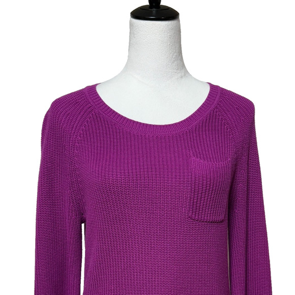 Talbots Sweater Womens Medium Purple Pima Cotton Ribbed Knit Pullover - Picture 5 of 9